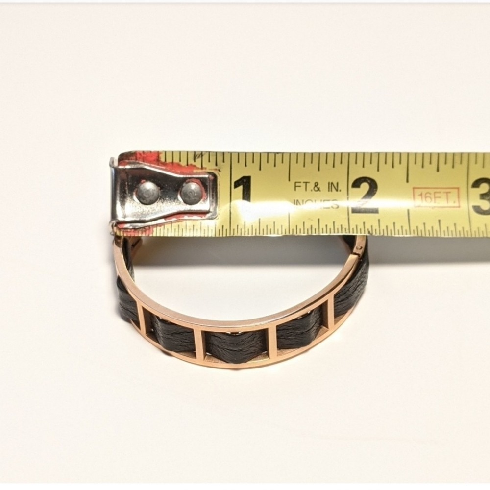 Rose gold plated stainless steel leather b... - Picture 5 of 5